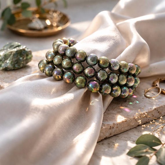 Bracelet en Serpentine Aura – perles 10 mm