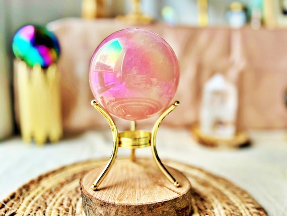 Sphère Quartz Rose Aura (1,101 kg) sur Trépied