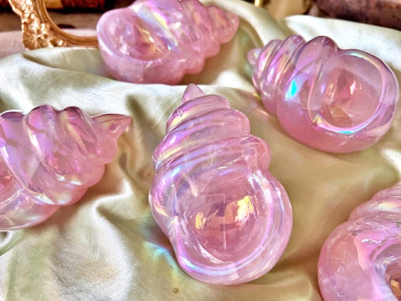 Coquillage en Quartz Rose Aura