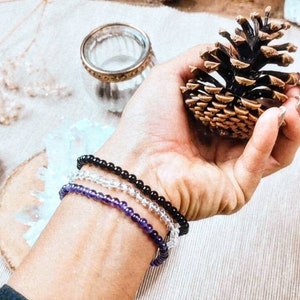 Bracelets Améthyste - Cristal de Roche - Obsidienne