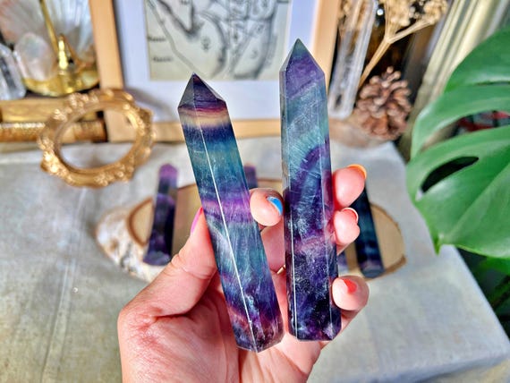 Pointes de Fluorite Translucide Multicolore du Brésil - Cristaux Naturels