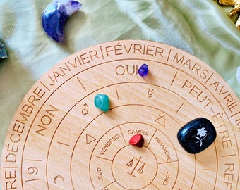 Planche divinatoire en bois pour Divination, Charms et dés de divination (non fournis)