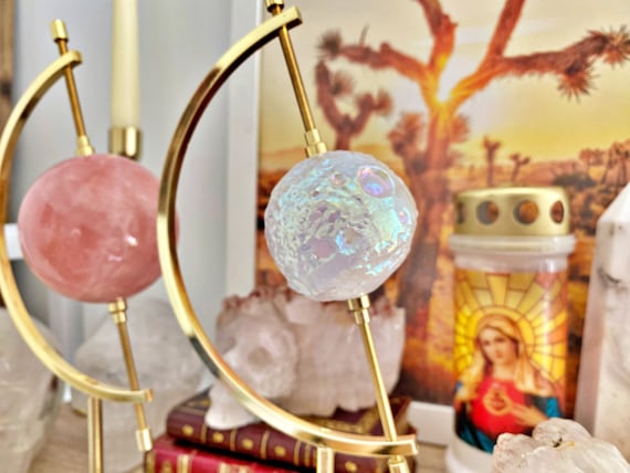 Aura Clear Crystal Sphere: Full Moon Iridescent