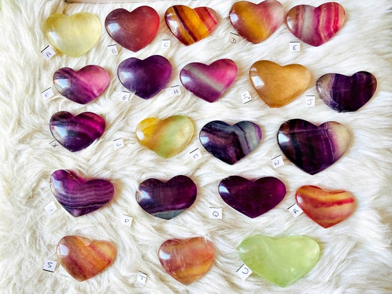 Fluorite Bonbon Coeurs Naturels - Gemstone Candy Hearts, Decorative Gifts, Spiritual Home Decor