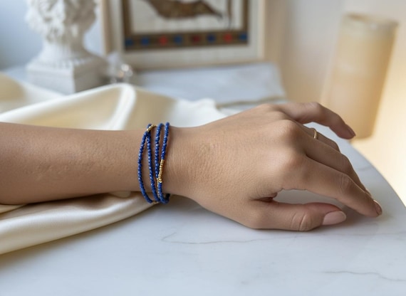 Collier / Bracelet en petites perles facettées – Acier inoxydable et pierres naturelles