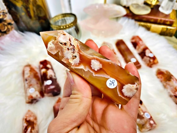Pointes d'Agate Fleur de Cerisier Naturelle du Brésil - Qualité Optimale - Lithothérapie