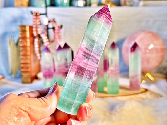 Pointe en Fluorite melon d’eau – Pierre naturelle polie