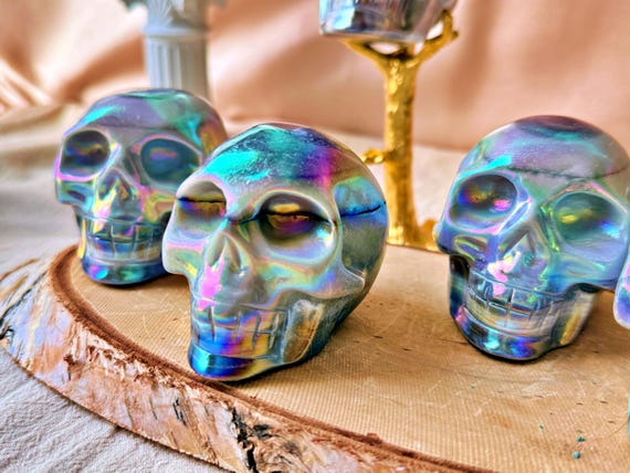 Crâne L en Agate Bandeau Aura – Taille L – Pièce au choix