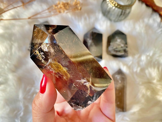 Pointe de Cristal de Quartz Fumé Naturel