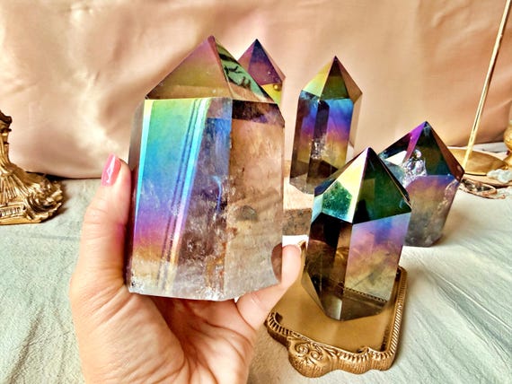 Grosse Pointe de Quartz Fumé Aura - Unique Exclusif - Aura Smocky Quartz