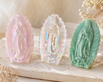 Vierges Marie en Quartz Rose Aura - Notre Dame de Guadalupe