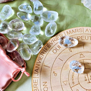 Runes de divination &quot;Lenormand Light and Shadow&quot; - Cristal de roche ou obsidienne Naturelle- Charms