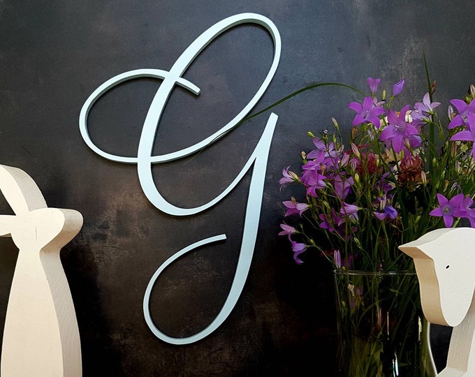 Letter G metal Wall Art Home Decor Choose 12, 16, or 22 Inch Tall Karlie Font choose a Patina ...