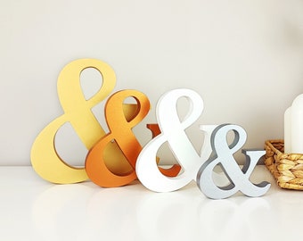 SHIPS NEXT DAY free standing & sign, 3d wood block symbol, stand alone ampersand for shelf, desk or bookshelf decor, unique handmade gift