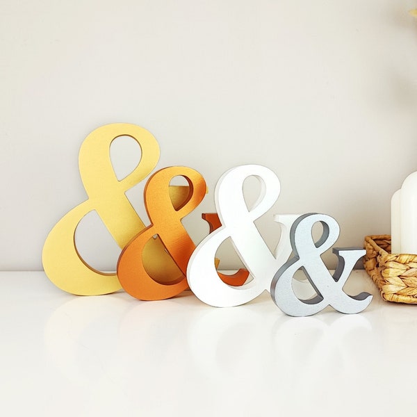 SHIPS NEXT DAY free standing & sign, 3d wood block symbol, stand alone ampersand for shelf, desk or bookshelf decor, unique handmade gift