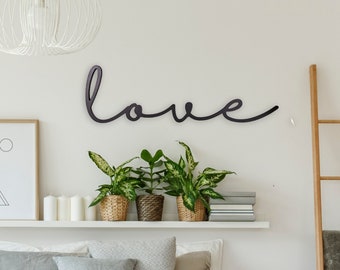 Custom Love Wood Sign - Modern Farmhouse & Cottagecore Wall Decor - Personalized Colors and Sizes - Perfect for Weddings and Home Decor