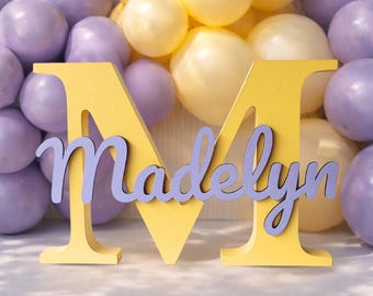 Personalized Standing Wooden Letter with Name- Custom Birthday or Graduation Party Table Centerpiece