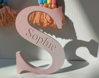 Engraved Wood Name Letter: Custom Nursery Decor, Baby Keepsake