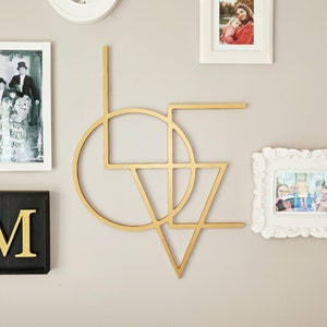Placa de amor geométrica - Letras de parede elegantes para decoração moderna de quarto, presente de dia dos namorados ou decoração de casamento, arte de parede de madeira