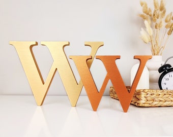 SHIPS NEXT DAY freestanding letter W decor, 3d wood block letter, decorative W for shelf, desk or bookshelf decor, unique handmade gift