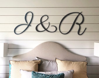 custom set of decorative initials for wedding backdrop decoration or above bed decor, wooden letters wall decor anniversary gift for couple