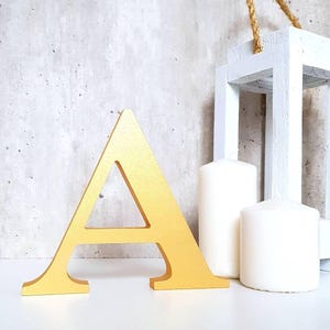 Letras decorativas para decoración de estanterías, letras de madera independientes iniciales, letras de madera independientes grandes, detalles dorados para el hogar