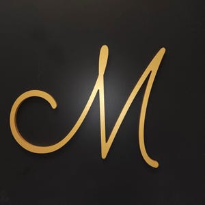 Letra grande de madera para pared dorada, letras cursivas decorativas de madera, letras de pared para guardería, decoración de Navidad, regalo, letra m