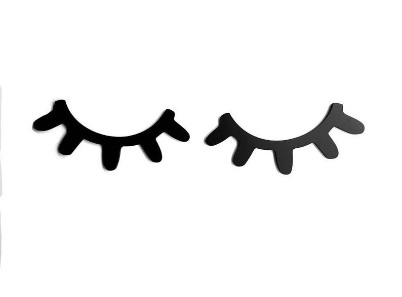 Large Wood Eyelash Nursery Wall Decor Wooden Sleepy Eyes Set Etsy