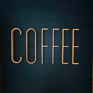 Insegna del caffè, arredamento moderno di metà secolo, decorazione murale del caffè, arredamento per appartamenti, arredamento personalizzato per bar, grandi lettere per decorazioni murali moderne per la casa