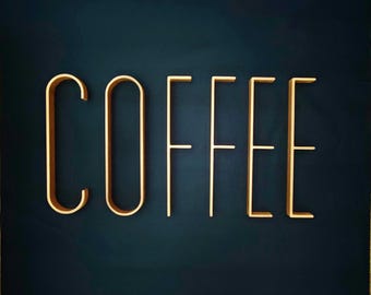 Modern Coffee Sign – Wooden Letters, Mid Century Decor for Home, Office or Cafe