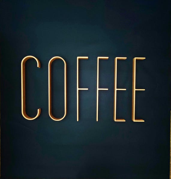 Modern Coffee Sign – Wooden Letters, Mid Century Decor for Home, Office or Cafe