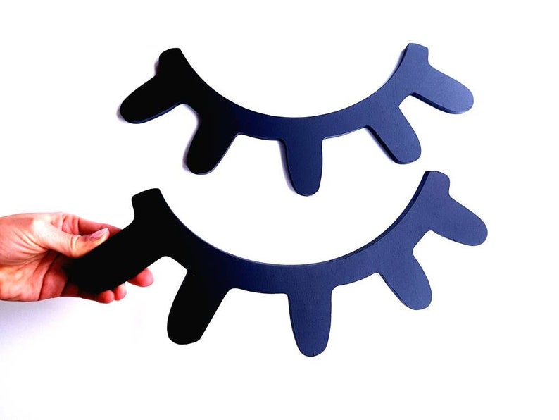 Large Wood Eyelash Nursery Wall Decor Wooden Sleepy Eyes Set Etsy