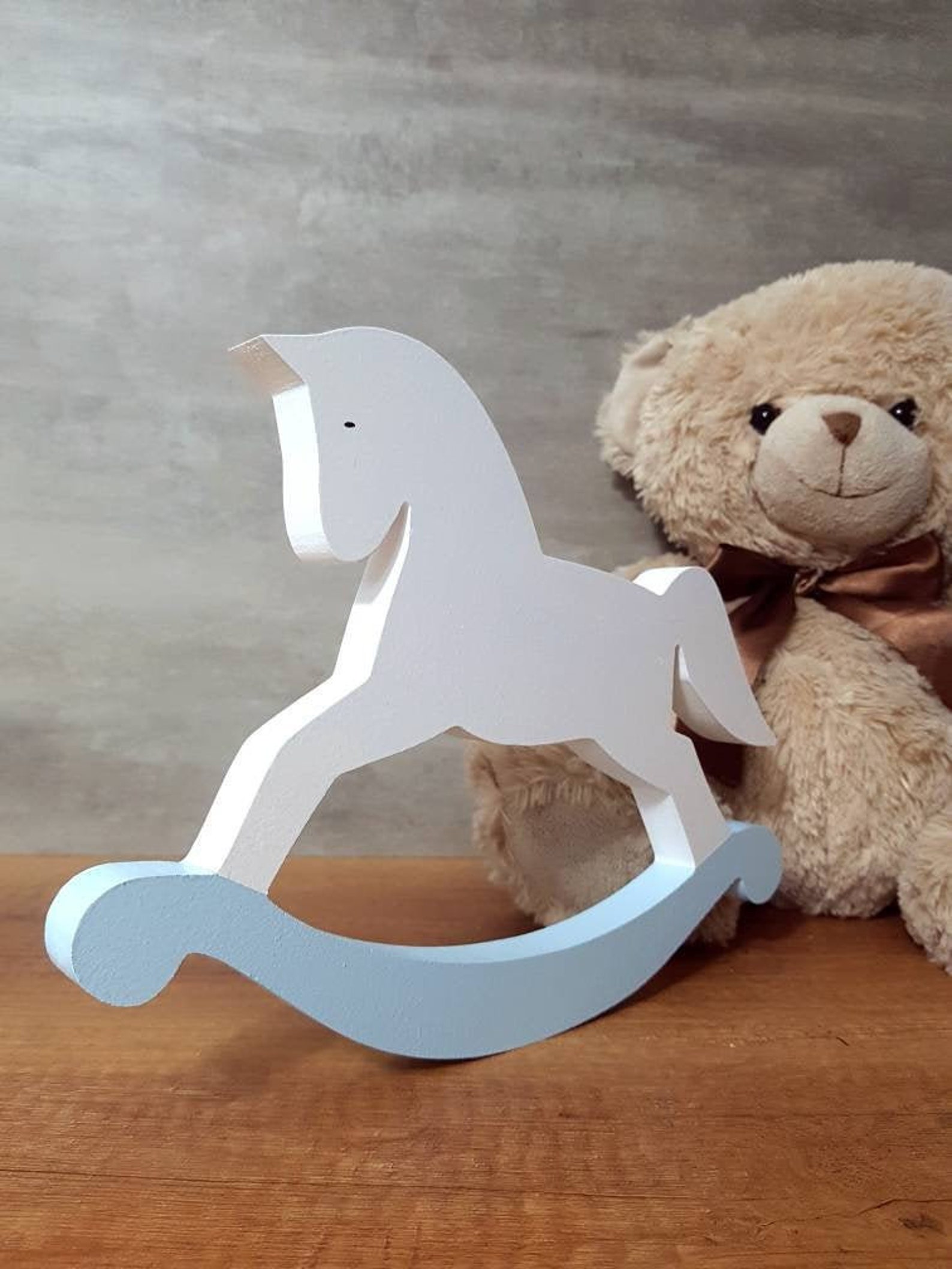 Wood Rocking Horse Baby Shower Decor Baby Boy Girl Etsy