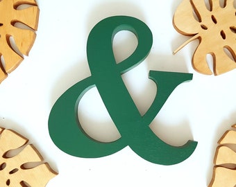 wooden ampersand decor, large custom wood letters & wood signs,standing 3d letters wood shapes, green and symbol wood cutout