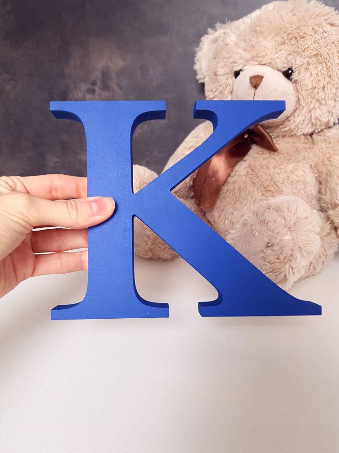 Large wood block letter alphabet wooden letters navy blue Etsy