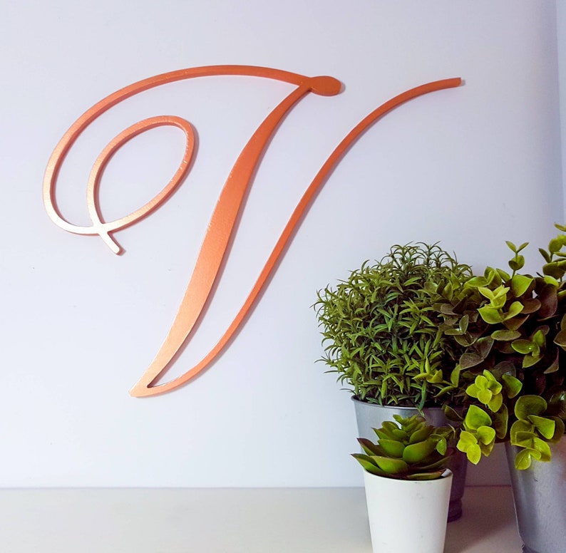 Copper Wood Letter Wall Decor Large Wooden Letters Etsy