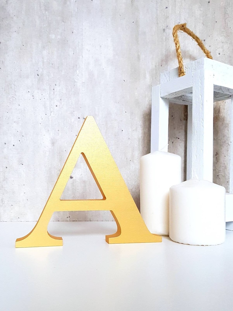 large free standing wooden letters wood letter sweetheart table decor wedding bridal shower party centerpiece 3d alphabet monogram gold A