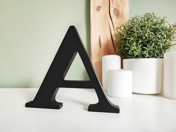 Painted Free Standing Letters, Custom Wood 3d Block Letters, Decorative  Initials Desk Decor, Black Large Wooden Stand Alone Accent Letter A 