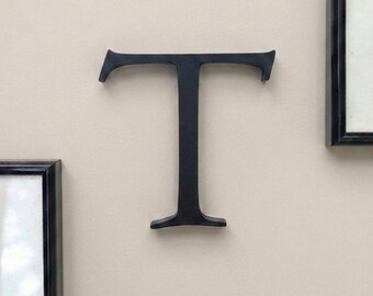 Modern Editorial Wall Letter –  Custom Hanging Initial Sign, Wooden Serif Monogram, Bedroom & Dorm Decor