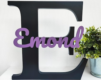 Personalized Last Name Sign- Freestanding initial with Family Name, Custom Wedding or House warming Gift