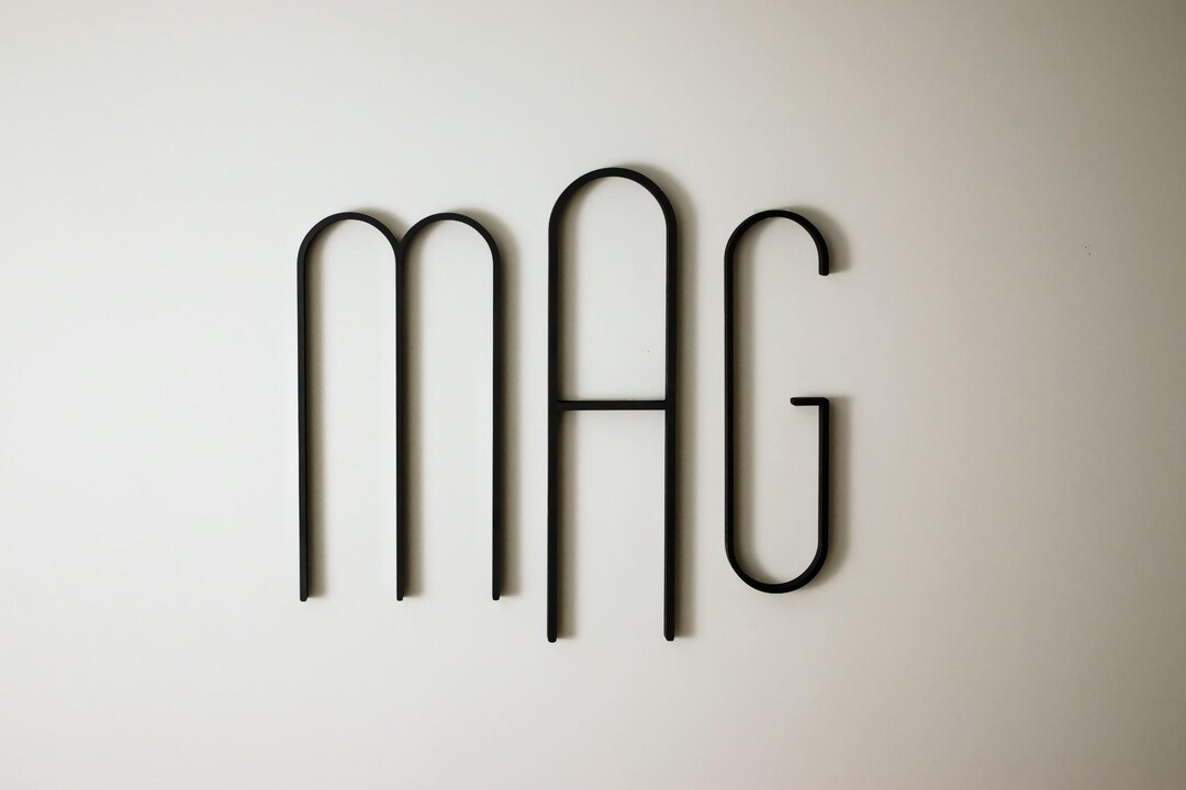 Modern Custom Wood Monogram Mid Century Modern Wall Art, Above Bed ...