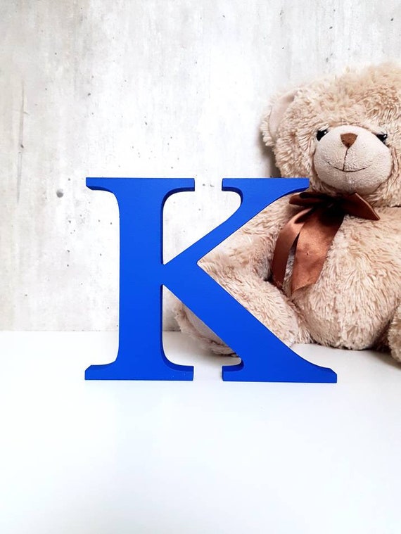 Large Wood Block Letter Alphabet Wooden Letters Navy Blue Etsy