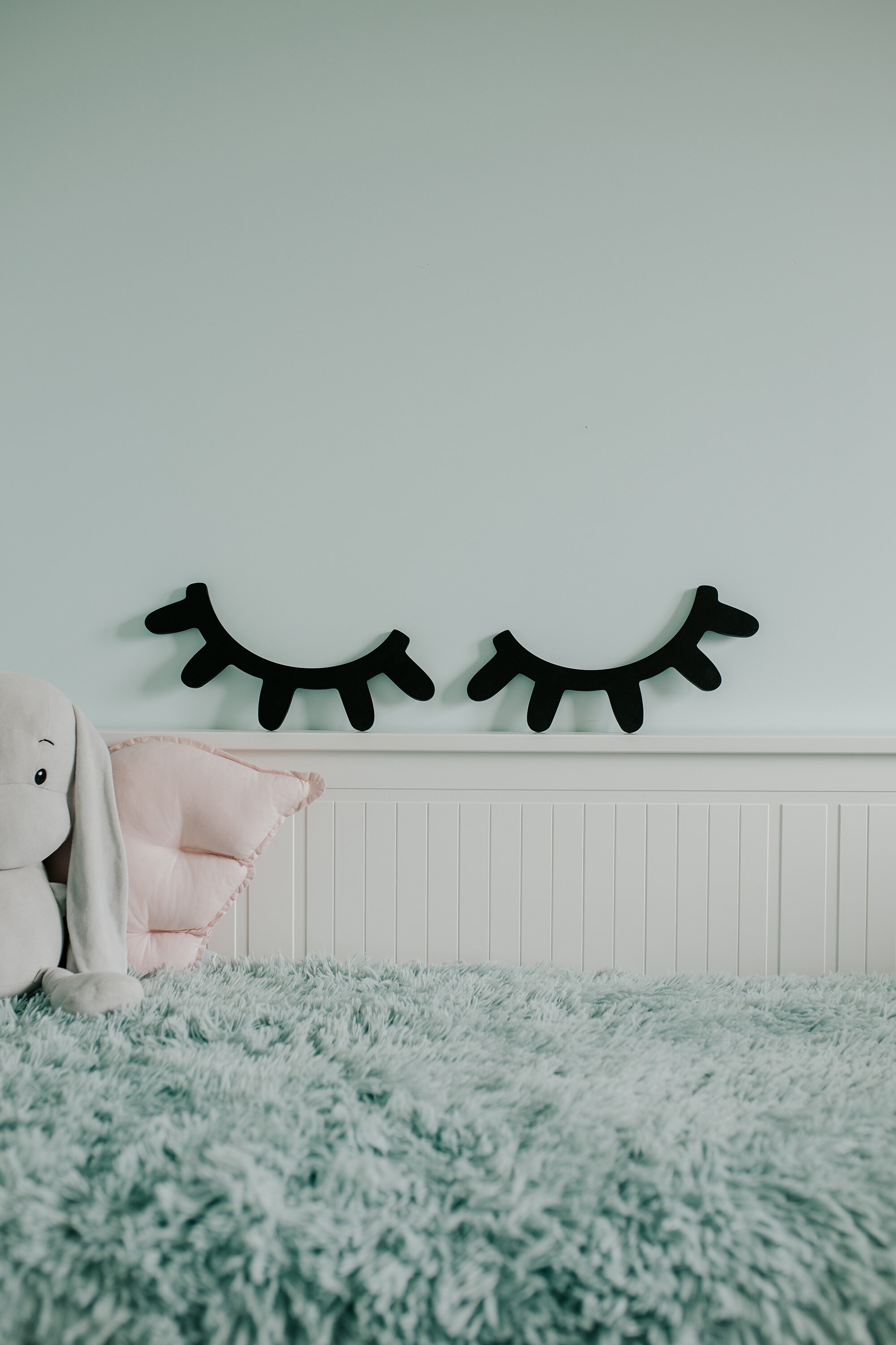 Large wood eyelash nursery wall decor wooden sleepy eyes set Etsy