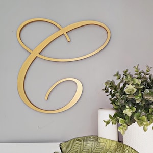 Letras cursivas para decoración de habitaciones preppy, letras grandes para pared, decoración de apartamentos universitarios, letras con monograma sobre la cama, letras de madera para pared