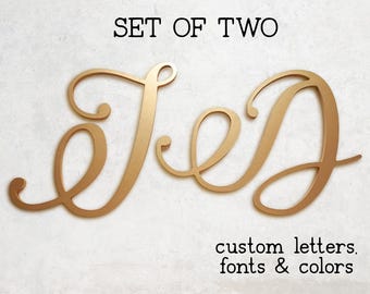 Set of 2 Custom Wooden Letters for Wall Decor, Matching Dorm Roommate Initials