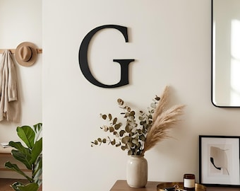 Modern Editorial Wall Letter –  Custom Hanging Initial Sign, Wooden Serif Monogram, Bedroom & Dorm Decor