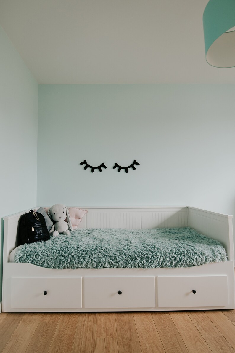 Large Wood Eyelash Nursery Wall Decor Wooden Sleepy Eyes Set Etsy