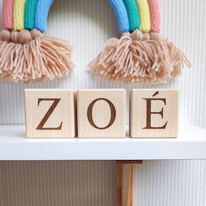Baby Name Blocks- Natural Wood, Personalized Wooden Name Blocks for Nursery or Playroom Decor, Custom Name Gift for New Baby or Toddler