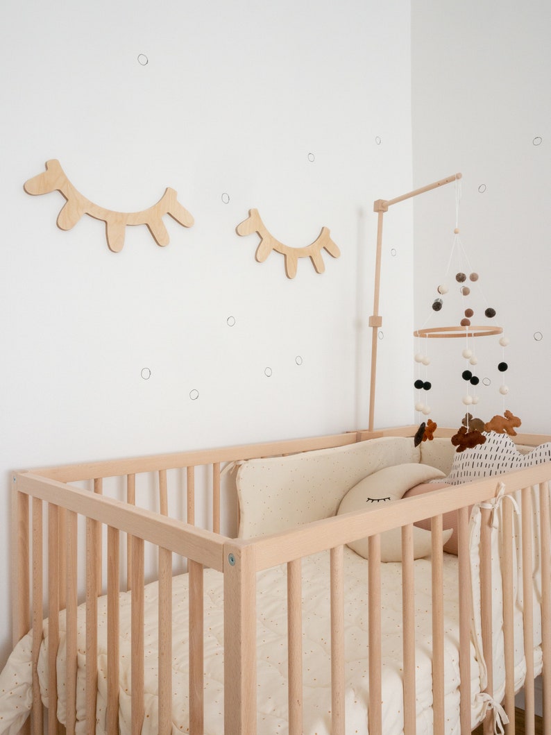 Large Wood Eyelash Nursery Wall Decor Wooden Sleepy Eyes Set Etsy