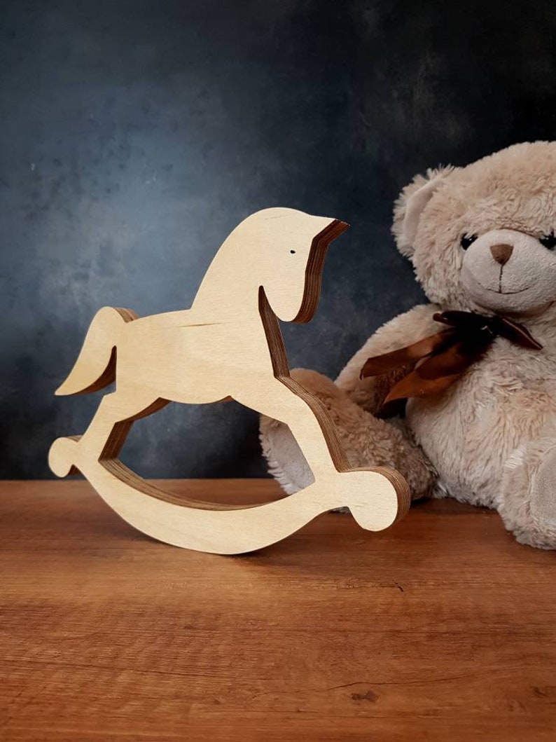 Wood Rocking Horse Baby Shower Decor Baby Boy Girl Etsy